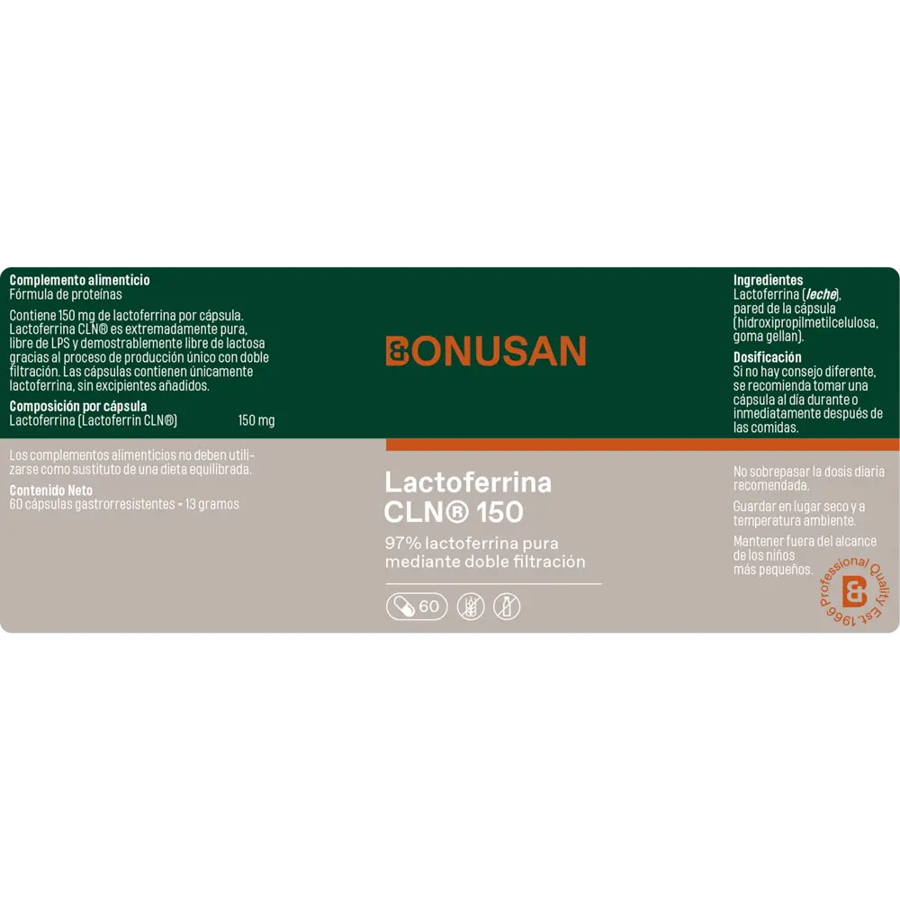 Bonusan 4445 207763 Lactoferrina Cln 150 60 Capsulas 100 144x54 Label Png 1920x1920